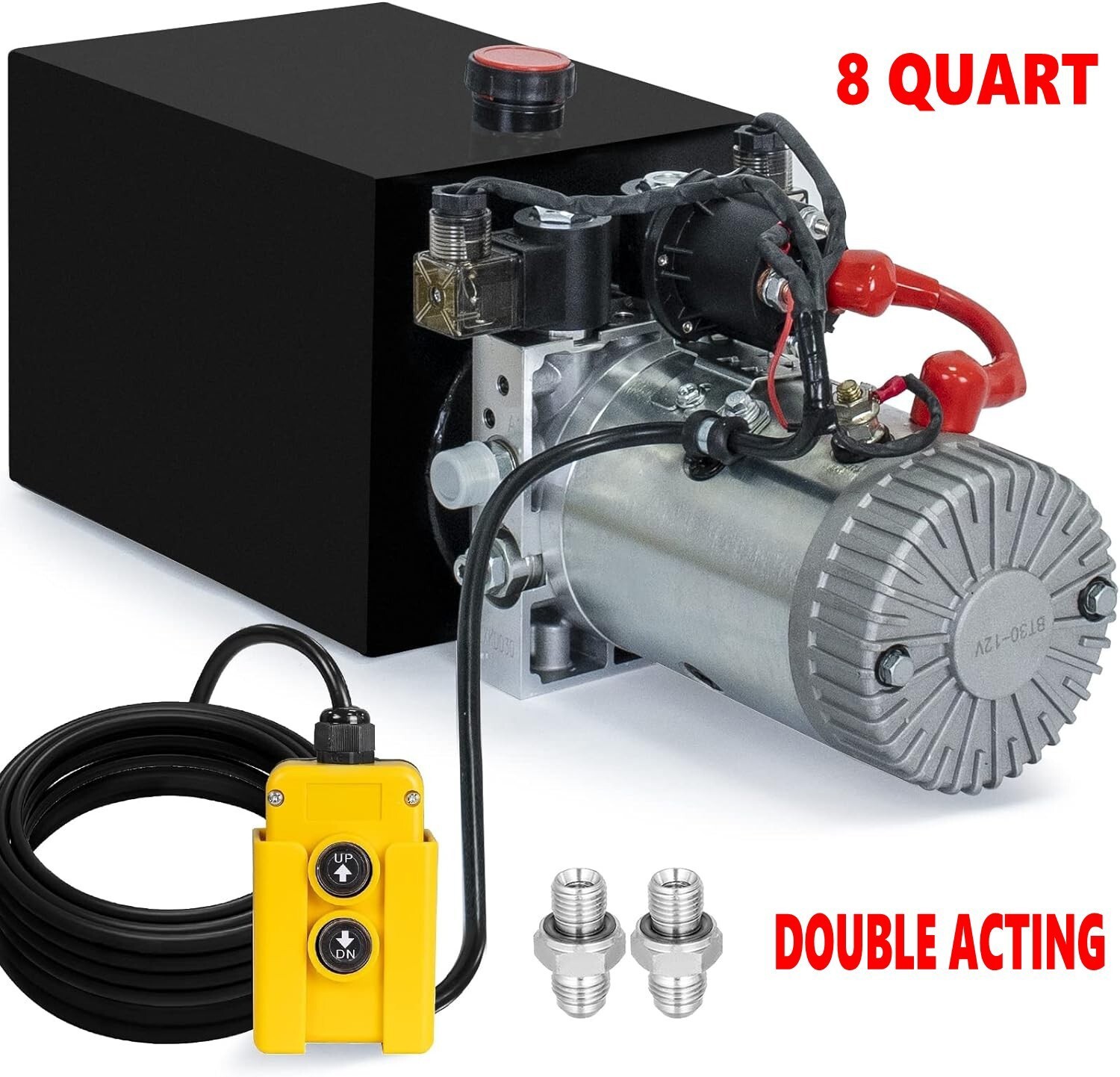 Double Acting Hydraulic Pump Dump Trailer 8 Quart 12V DC Unit Pack Power Unit