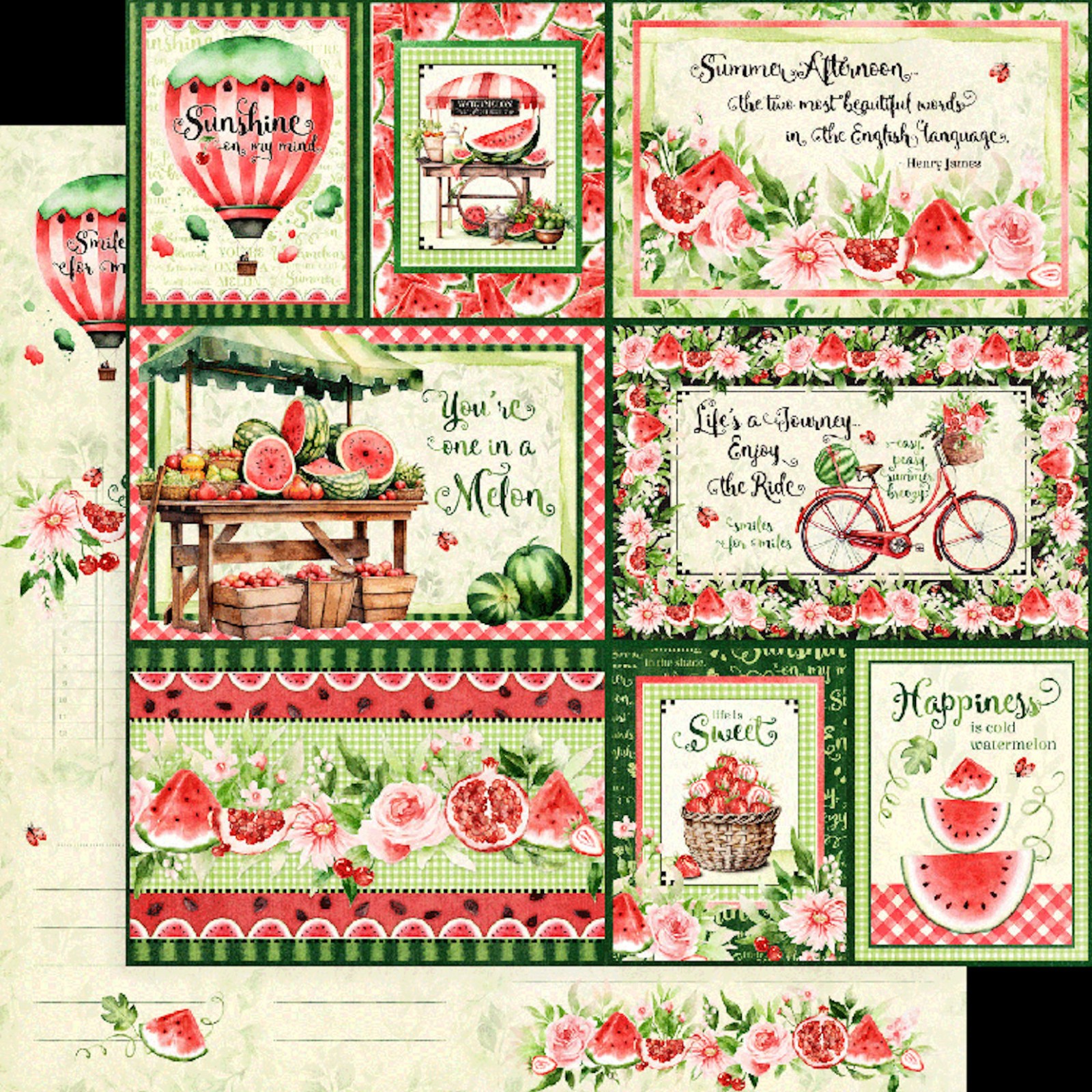 Graphic45 SUNSHINE ON MY MIND 8-PK 8x8 DOUBLE-SIDED PRINTED CARDSTOCKS