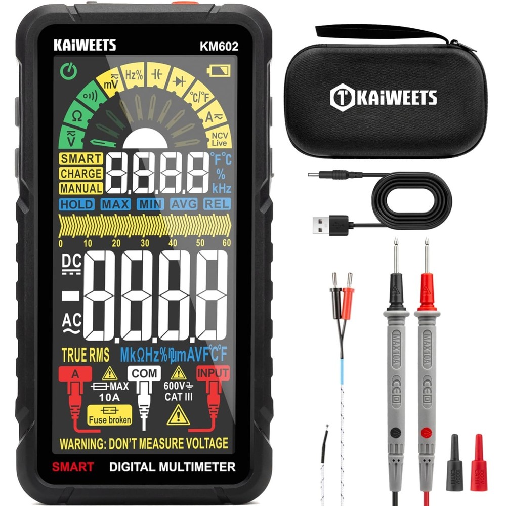 Smart Multimeter Rechargeable Electrical Tester with Auto Ranging Digital Vol...