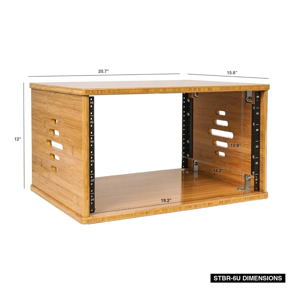 Sound Town DIY 6U Solid Bamboo Studio Rack - 14.2" Depth, Ventilation STBR-6U