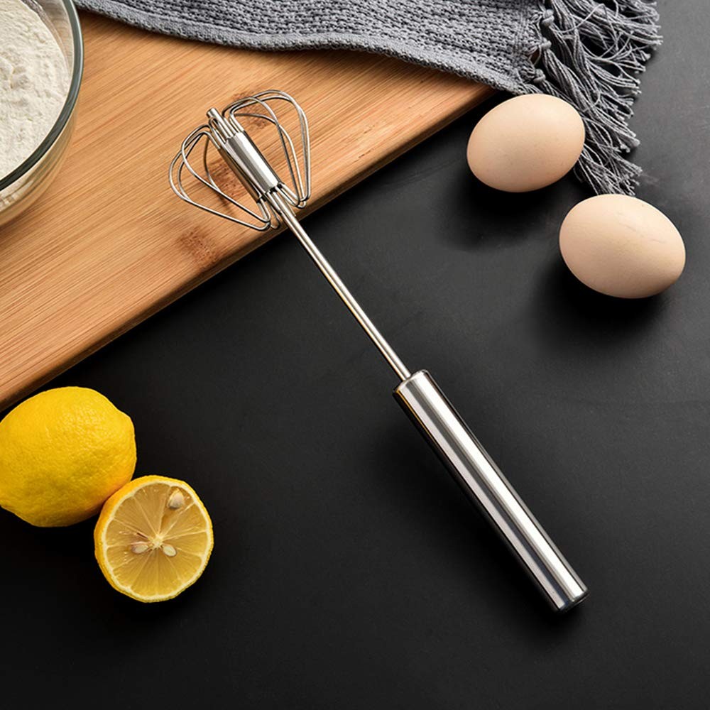 Stainless Steel Eggbeater,egg scrambler,hand mixer, Rotating Semi-Automatic E...