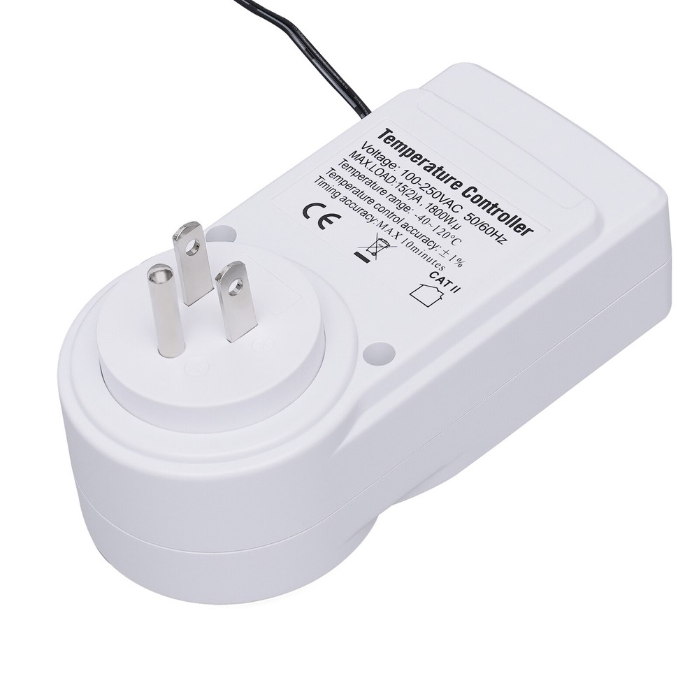 Digital Thermostat Outlet Plug Temperature Controller Heating Cooling 15A 1800W