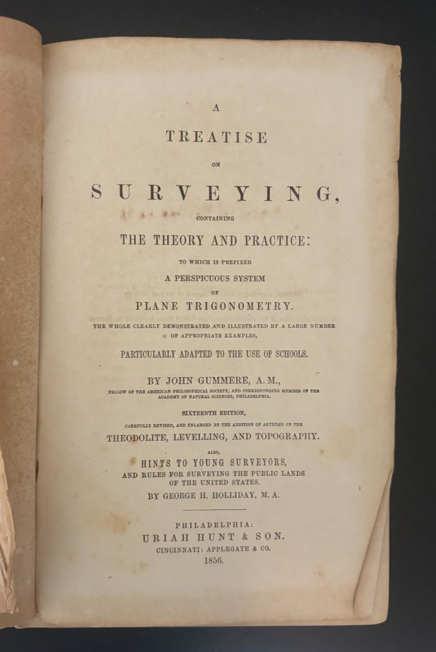 C1 Antique 1856 A Treatise on Surveying Containing Theory & Practice John Gummer