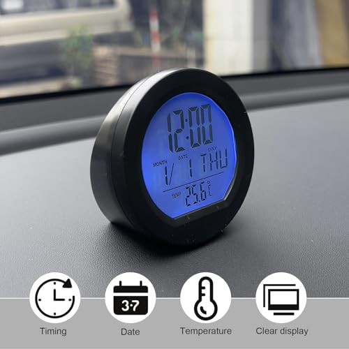 Car Digital Thermometer Clock, Solar Powered Dashboard Clock Solar Smart Clock