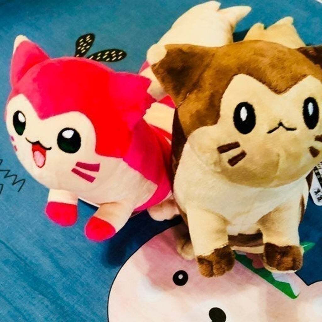(2)NEW Pokemon Furret Plush Pink/Brown Set Ferret Bendable 18in Toy Plush Animal