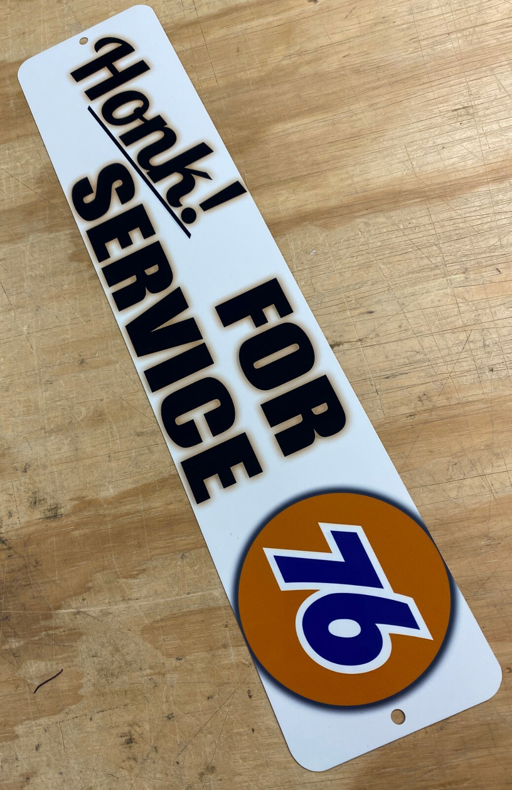 Union 76 Honk for Service Aluminum Metal Sign 4"x18"