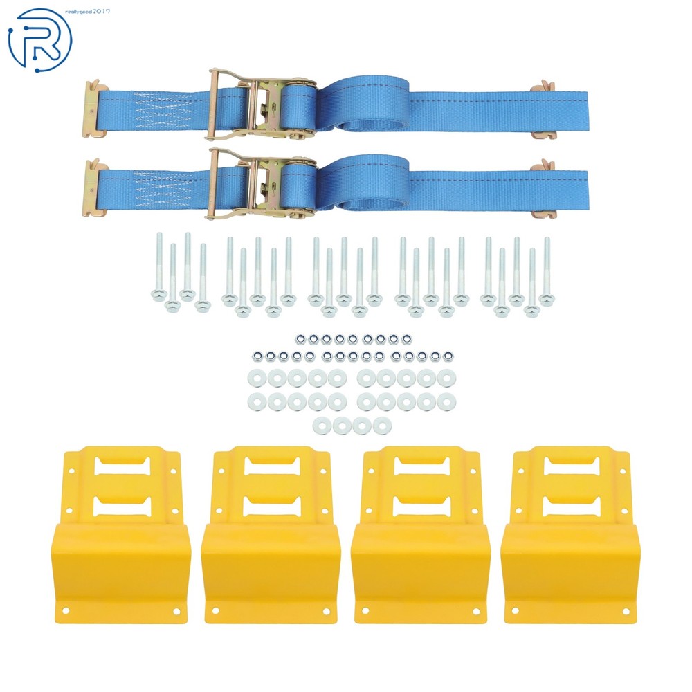 Durable E Track Wheel Chock System 7.5' Ratchet Tie Down Straps Secure Cargo
