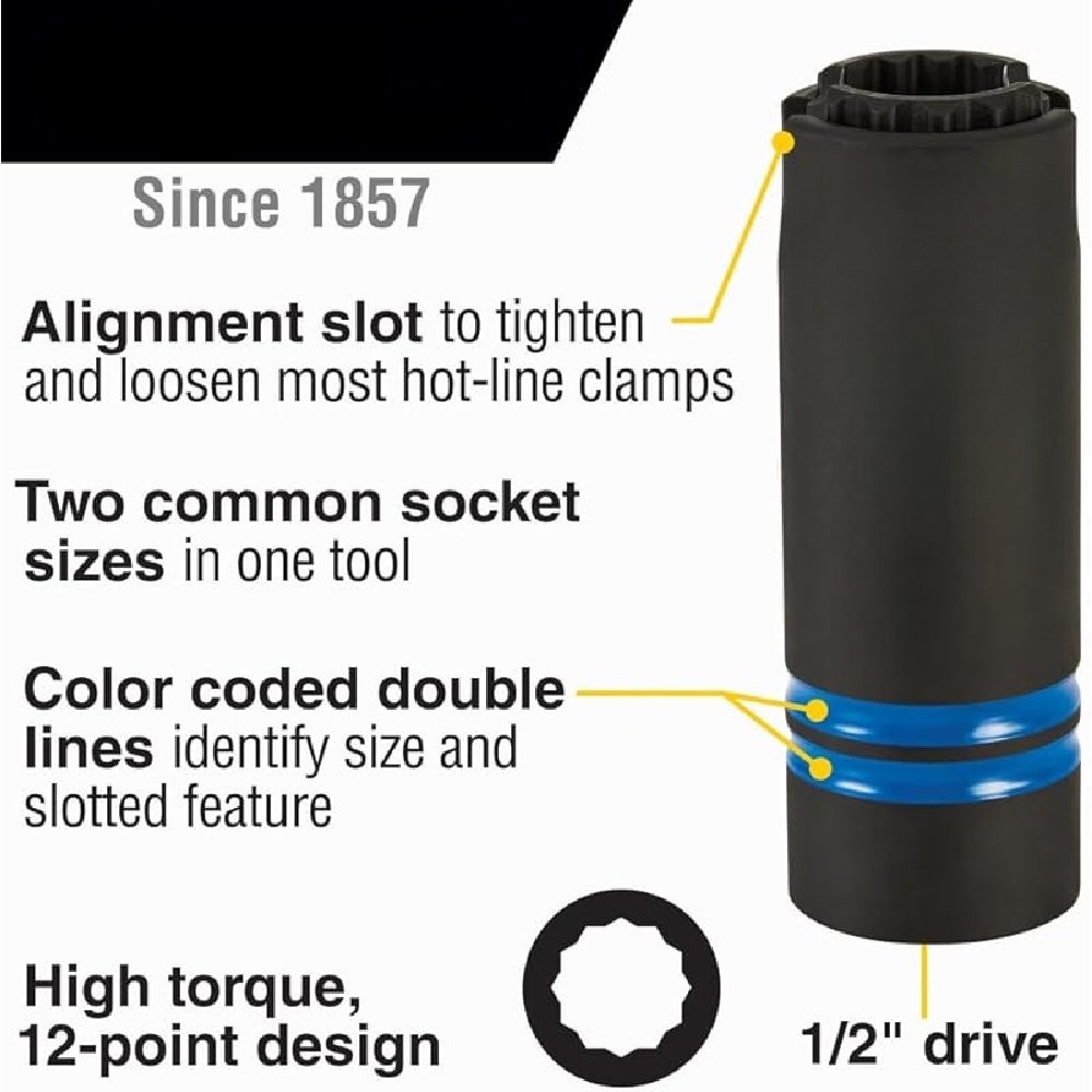 Klein Tools 66031 3-in-1 Slotted Impact Socket, 12-Point Deep Sockets