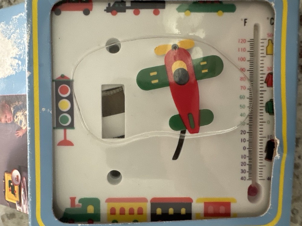 Vintage Pecoware Airplane Light Switch Plate With Pull Strings And Thermometer