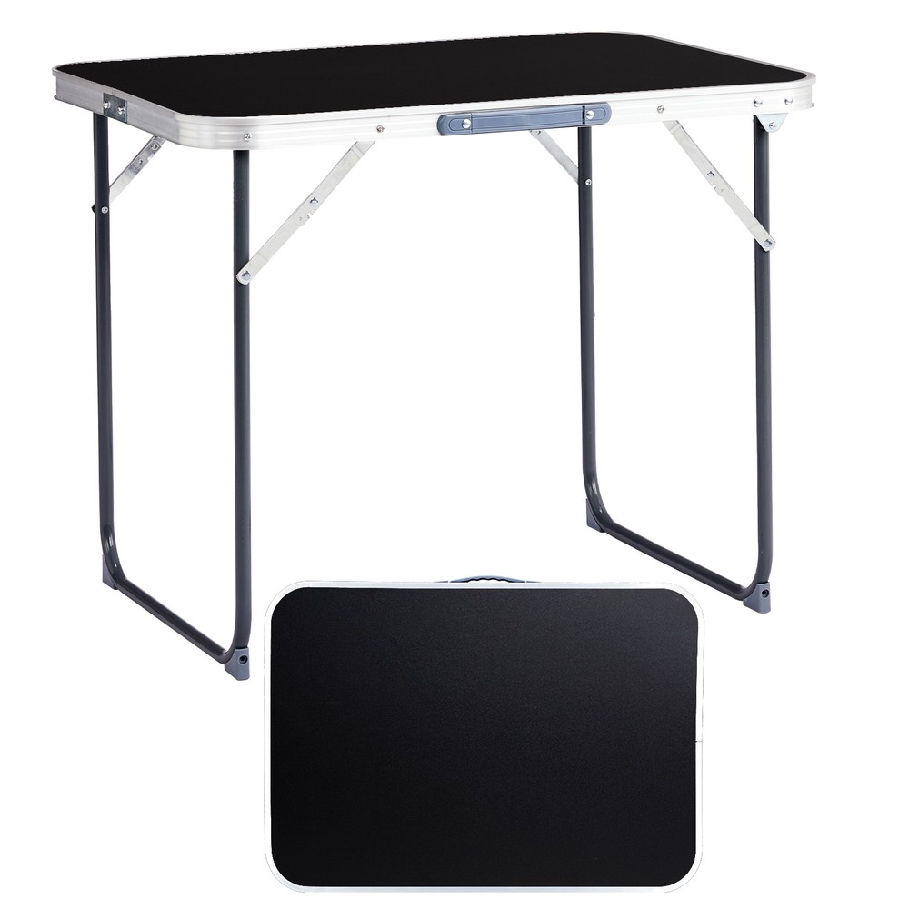 2.3ft Aluminum Camping Folding Table Black