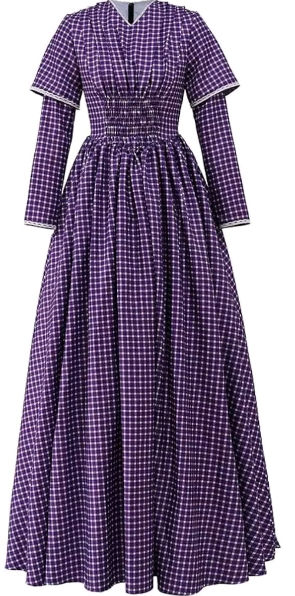 Civil War Women's Victorian Dress Purple Plaid Dress Ball Dress