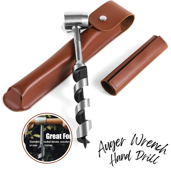 Bushcraft hand auger settlers wrench manual hole drill for survival & camping