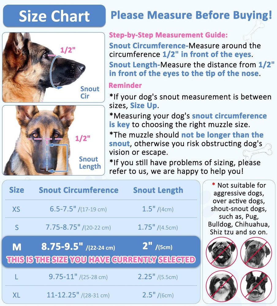 LUCKYPAW Soft Muzzle for Medium Large Sized Dogs Beagle Labrador M, Black