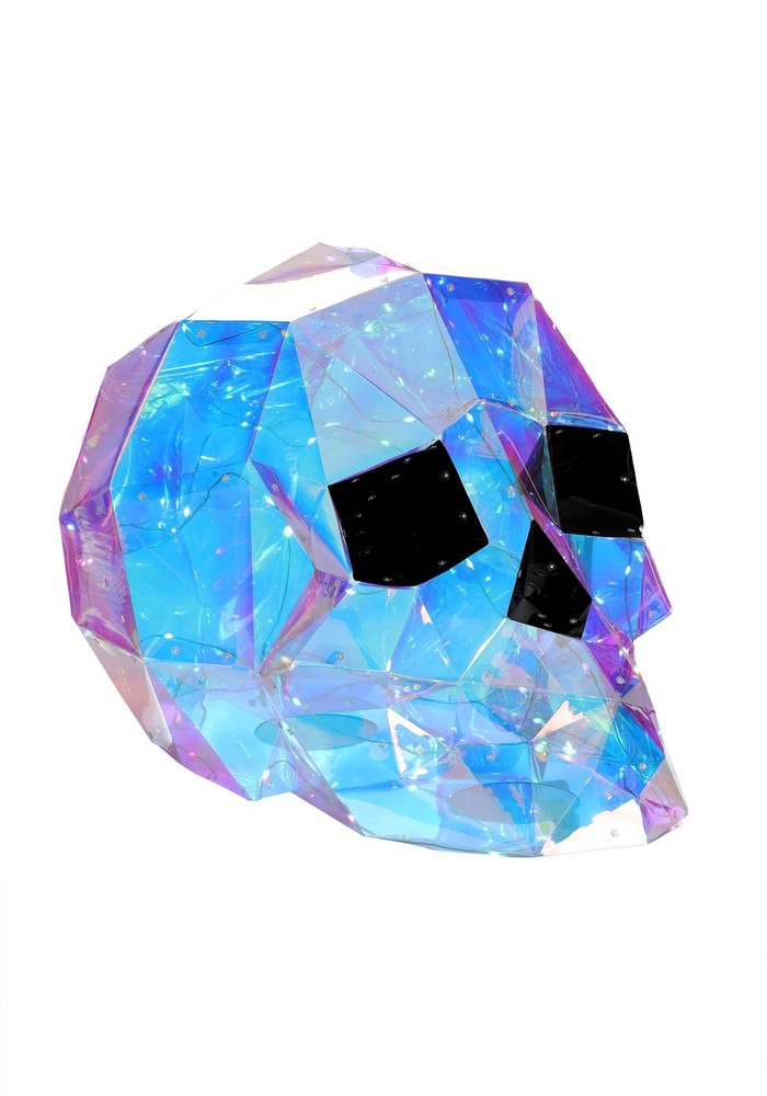 12-Inch Geometric Iridescent Skull Decoration