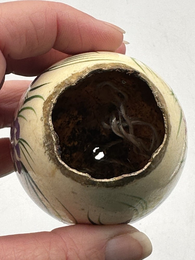 Eggshell Planter Self Watering On Decorative Stand Hand Painted Iris Design OOAK