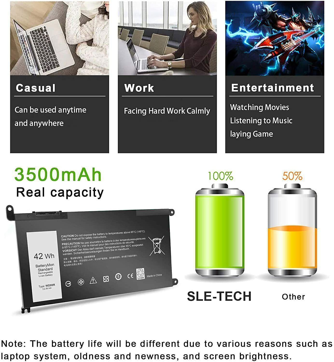 LOT WDX0R Battery For DELL Inspiron 15 5567 5568 5368 7368 7569 7579 WDXOR 42Wh