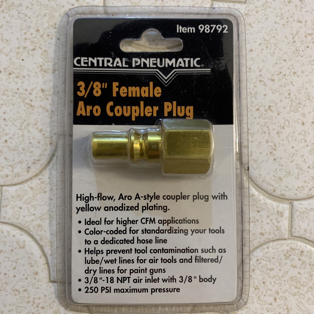 Central Pheumatic 3/8" Female Aro Coupler Plug - NEW