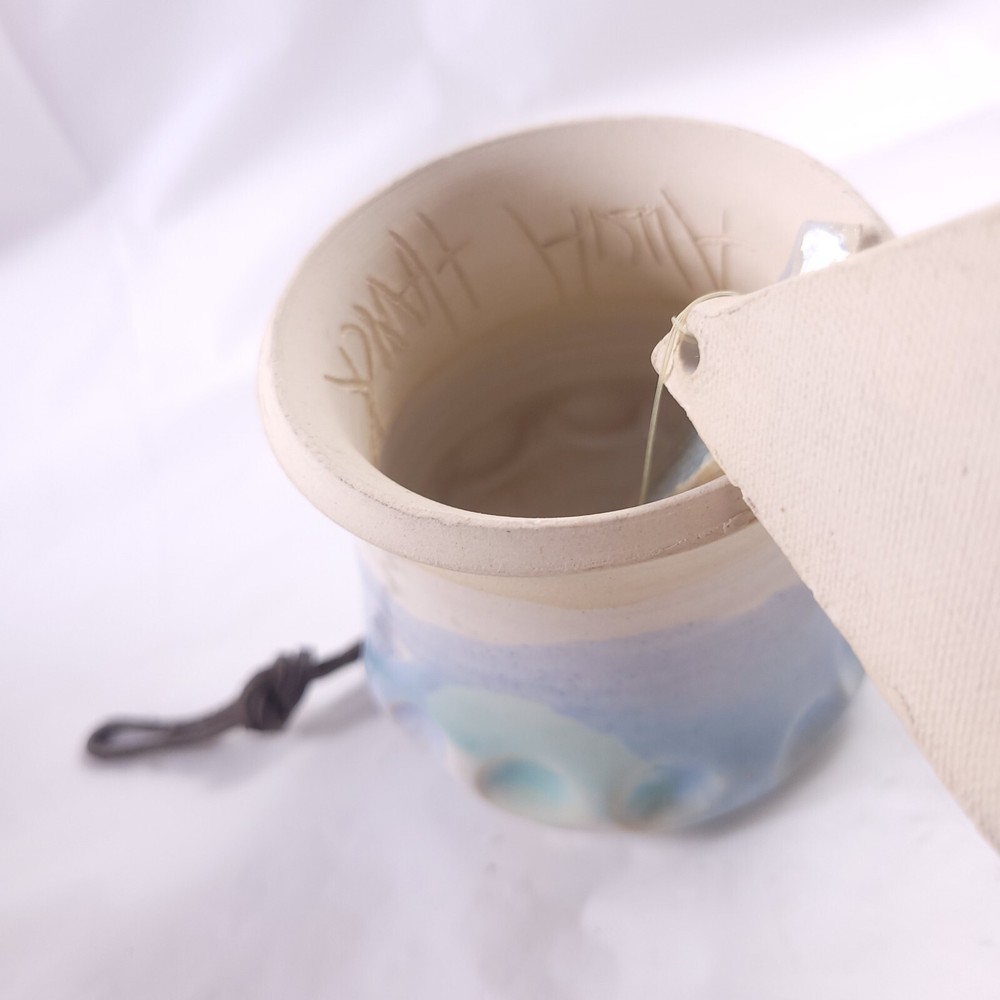 Ceramic Bell Windchime Handmade White Blue Purple