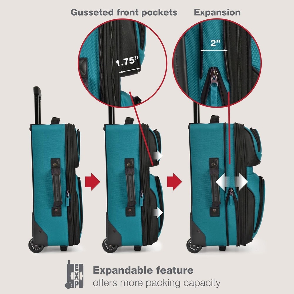 Elegant Rio Teal Softside 21" Expandable Rolling Carry-On Bag