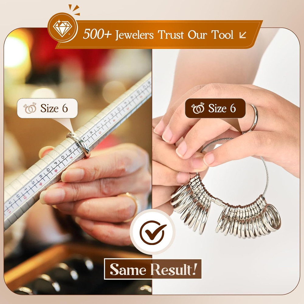 Ring Sizer Measuring Tool, 3 Types, 27 Pcs Metal Ring Sizing Kit, US Sizes 0-13