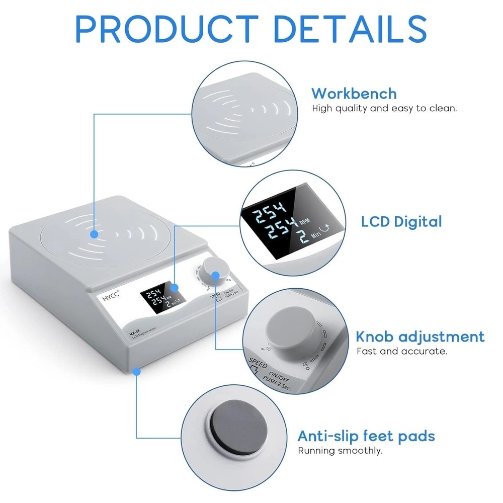 Digital Magnetic Stirrer Laboratory Stir Plate Plate with Timing Function LCD...