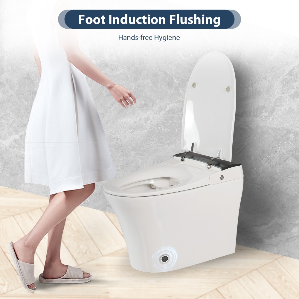 Automatic Flush Tankless Toilet without Bidet w Foot sensor Flush Knob Control