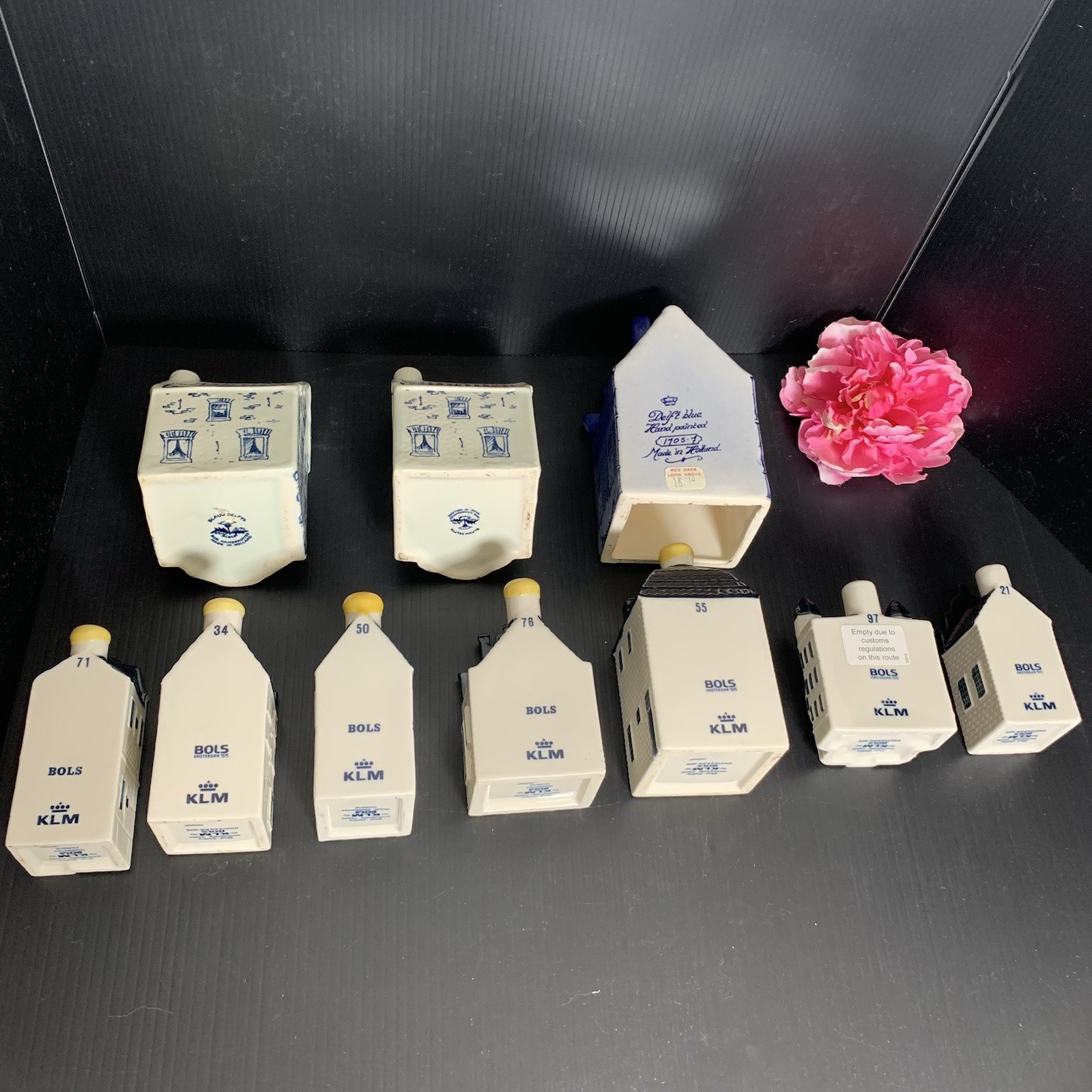 KLM Blue Deltf's Ceramic Houses - Collection of 10 Houses - EMPTY