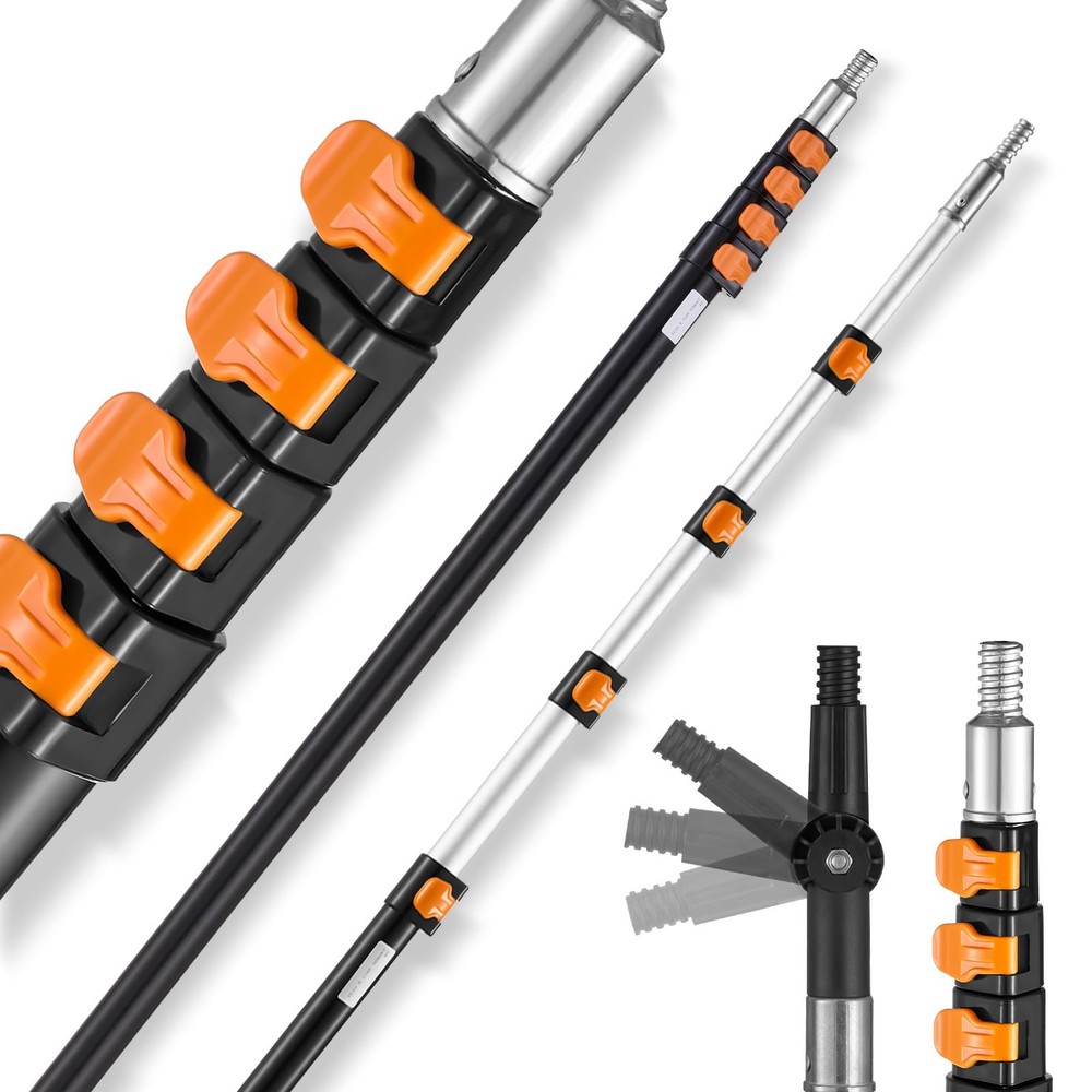 VEVOR Telescopic Extension Pole, 7-30 FT Multi-Purpose FT, Orange+Black