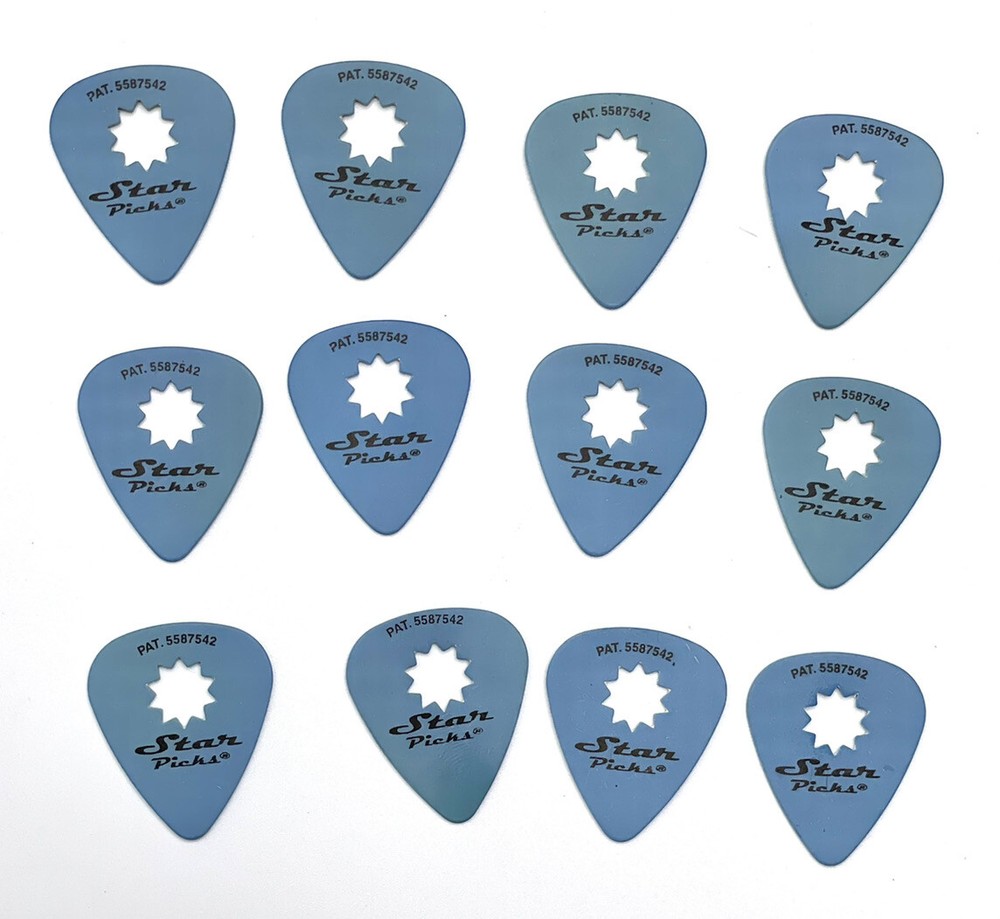 Everly Star Guitar Picks 12 Pack 1.00mm Blue