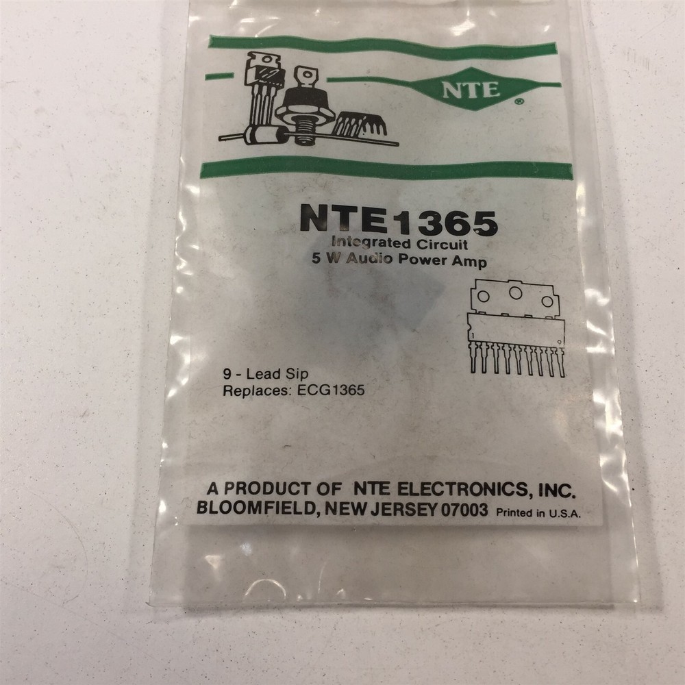 (1) NTE NTE1365 Integrated Circuit Audio Power Amplifier, 5W