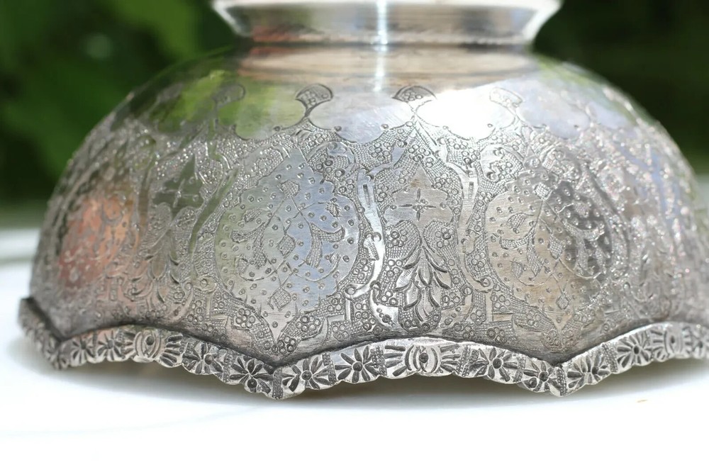Antique Ancient silver 84 Repousse Bowl engraved handmade marked