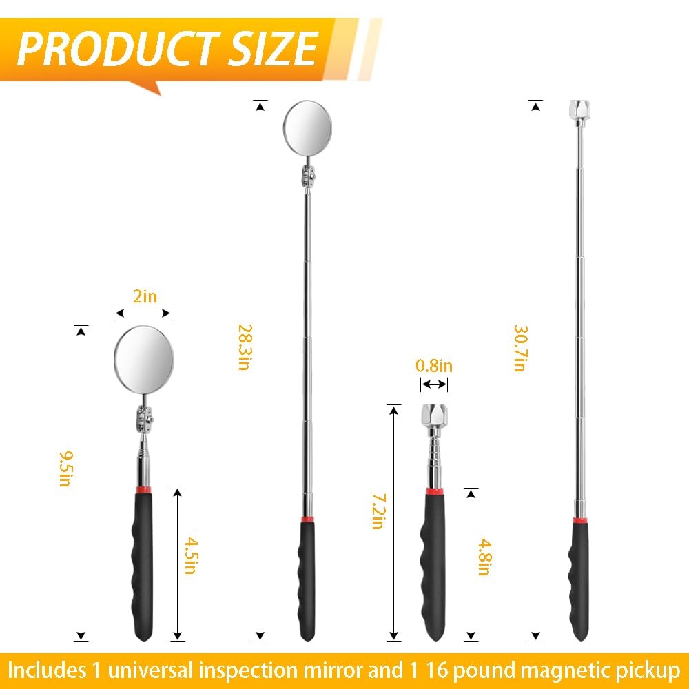Telescoping Magnetic Pickup Tool Set Pull Force 22 lb, Extendable Magnet Pick...