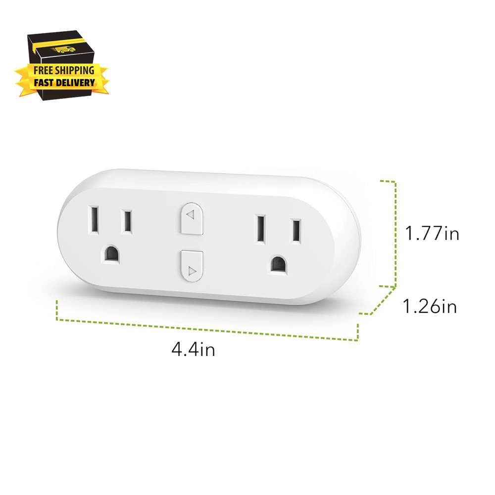 Smart Plug 15A, Wifi&Bluetooth Outlet Extender Dual Socket Plugs Works with Alex