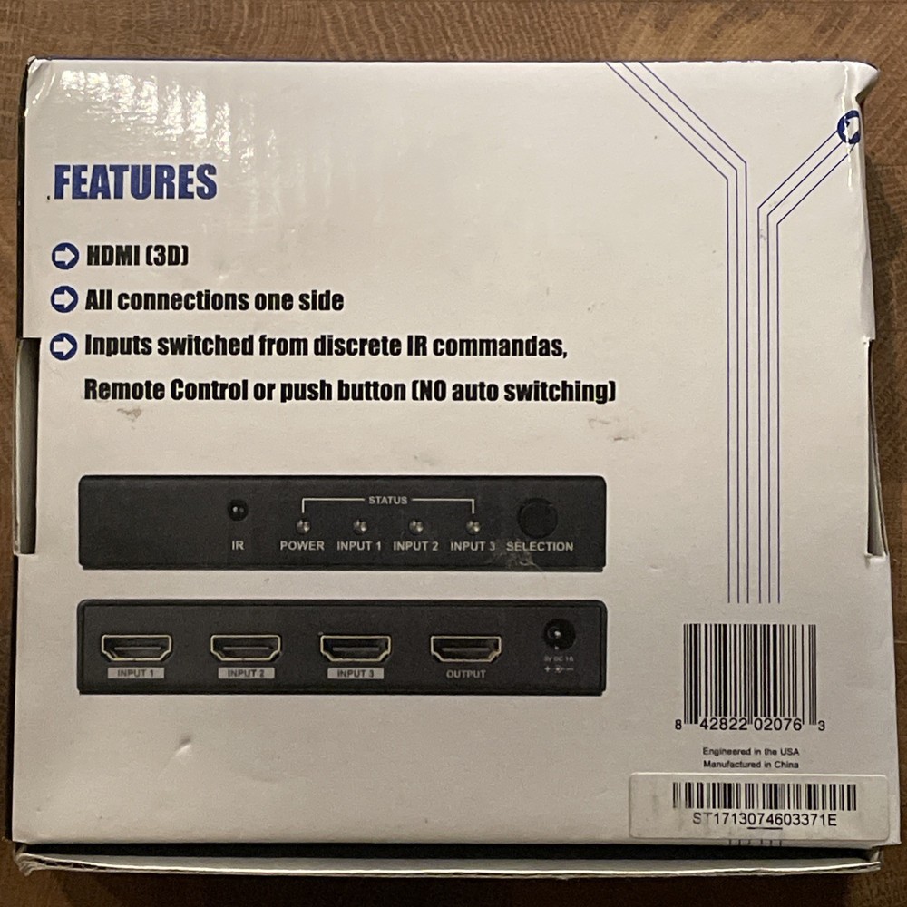 Binary B-220-HDSWTCH-3x1 3x1 HDMI Switch (NEW IN BOX)