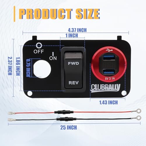 EZGO Key Switch Plate with Forward Reverse Switch, DC 9V-48V 3.1A Fast Red