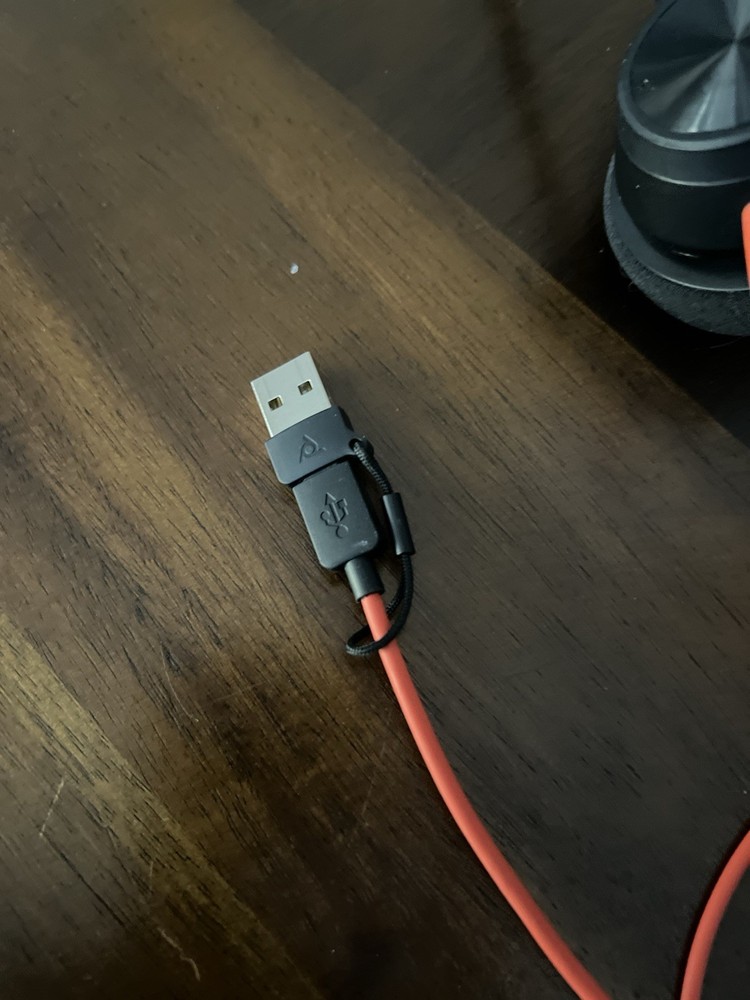 Poly USB Wired Headset Boom Microphone Inline Controls Black/Red