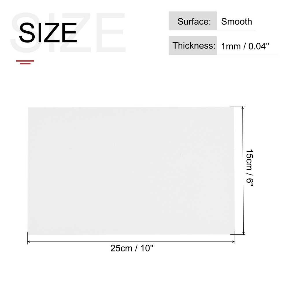 ABS Plastic Sheet 10 x 6 x 0.04" ABS Styrene Sheets White 3 Pcs