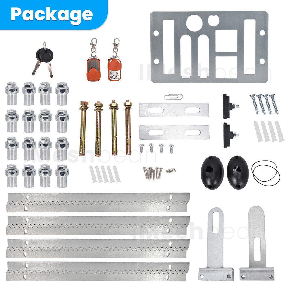 2000-5000LB Automatic Sliding Gate Opener Rack Driven w/2 Remotes &Complete Kit