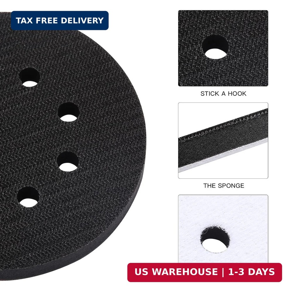 6pc 5" 8 Holes Interface Pads Orbital Sander Sanding Foam Pad Hook Loop Buffer