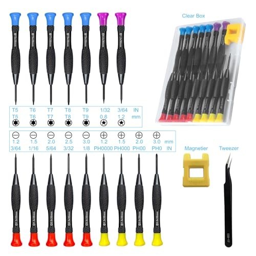 18PCS Mini Precision Screwdriver Set with Case, Magnetic Small Flathead Phillip