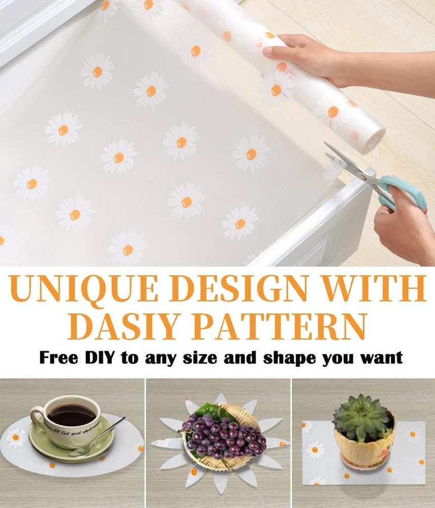 Daisy Shelf Liner for Kitchen Cabinets – NonAdhesive, NonSlip Drawer & Refrig...