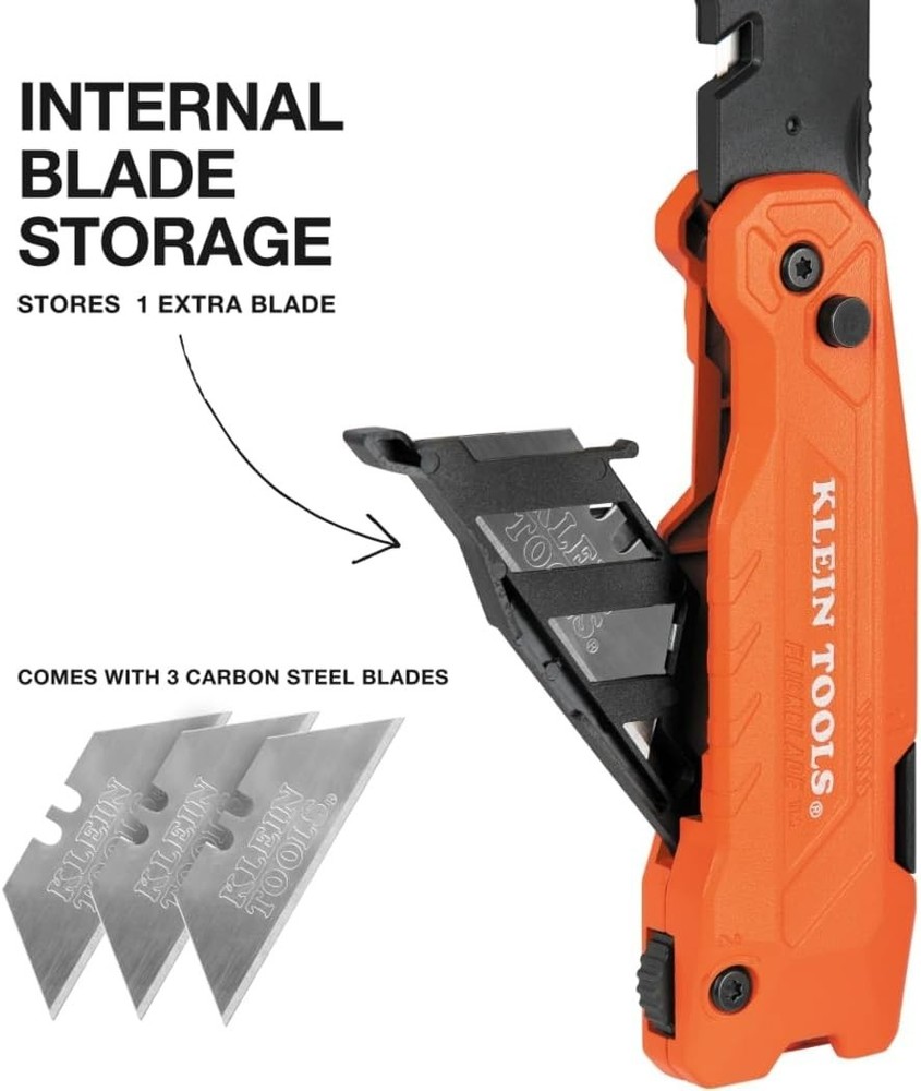 FLICKBLADE 2-in-1 Utility Knife & Scraper with Blade Storage & Locking Position