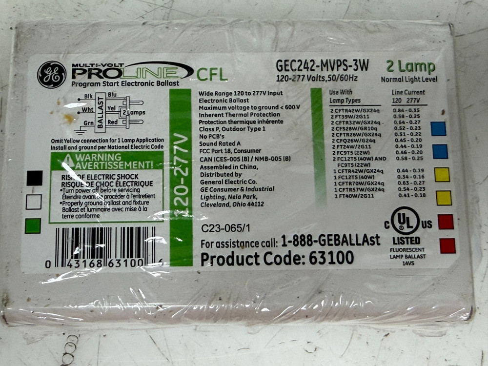 👀NEW GE MULTI-VOLT PROLINE CFL PROGRAM START ELECTRONIC BALLAST GEC242-MVPS-3W