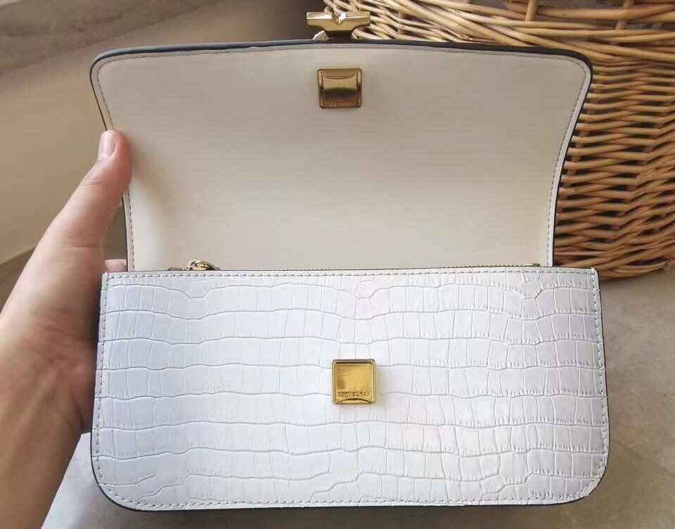 NEW ELEANOR EMBOSSED SHOULDER/CROSSBODY RECTANGULAR BAG Warm White