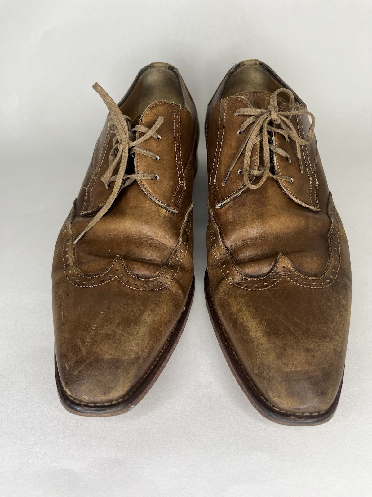 Jose Real Mens Sz 43 (US 10) Brown Leather Oxford Dress Shoes Hand Made In Italy