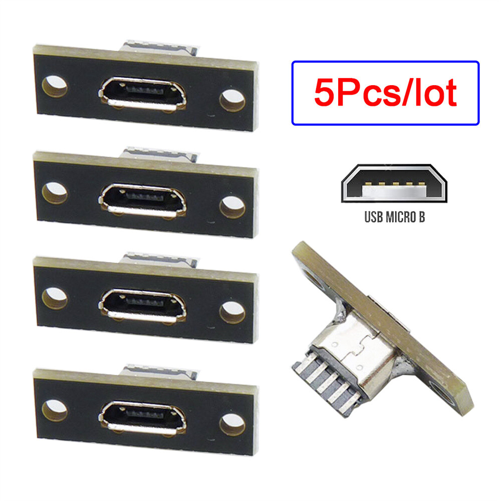Micro-USB 5Pin Female Type-B Socket DIY OEM Connector Panel Mount Type USB 2.0