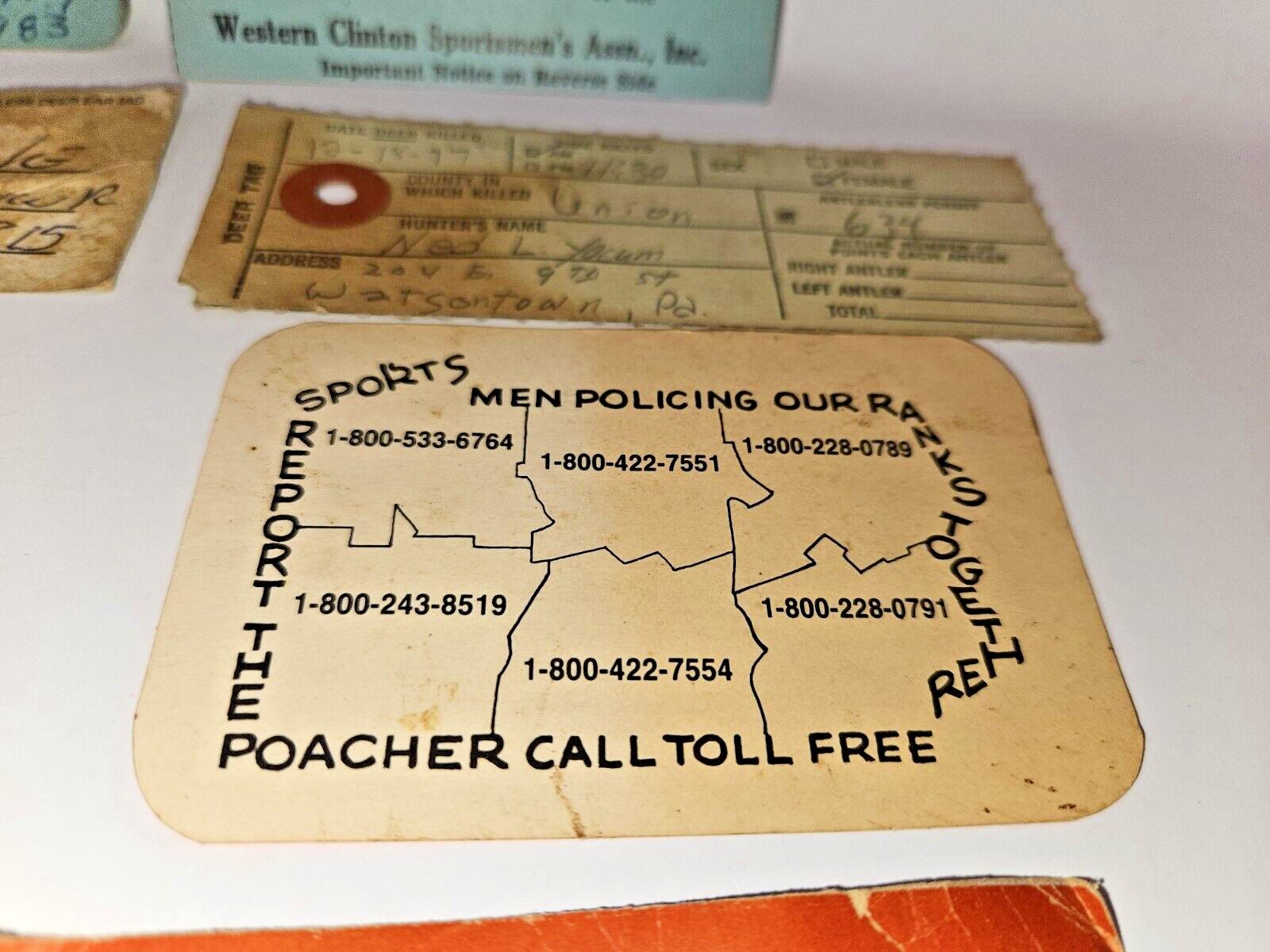 PENNSYLVANIA Deer Hunting 1977 1995 State Resident Gun club pass Misc papers