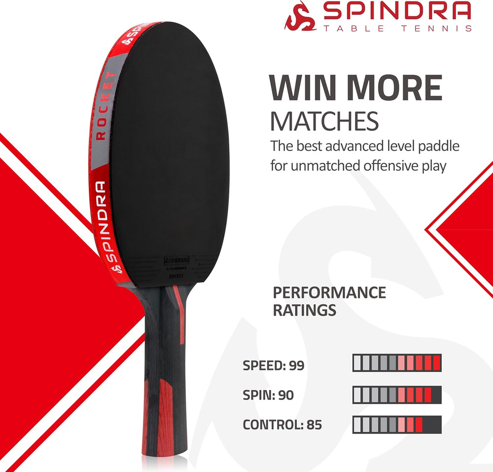 Rocket Performance Level Ping Pong Paddle, Intermediate/Advanced Table Tennis Pa