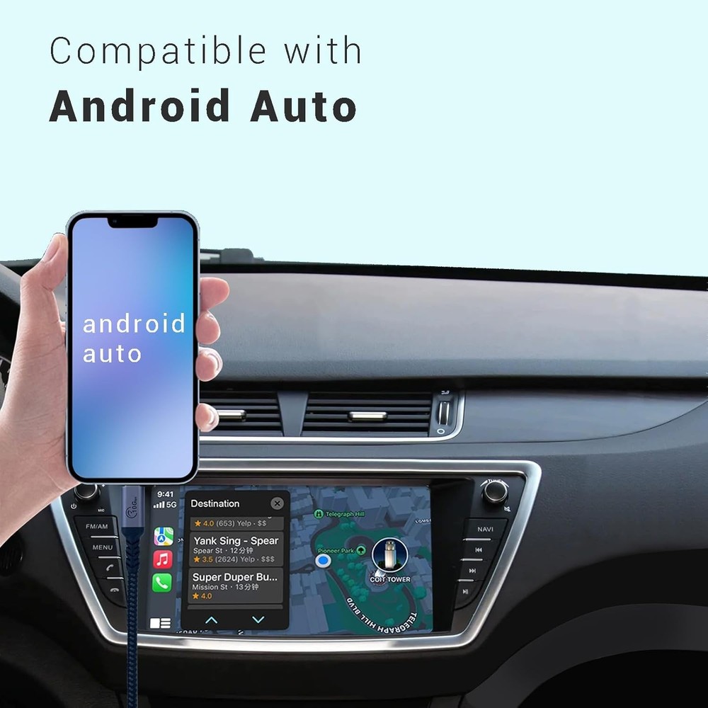 Android Auto USB C Cable 10Gbps 1FT 2 Packs, C 3.1 Gen 2 1ft, 1ft