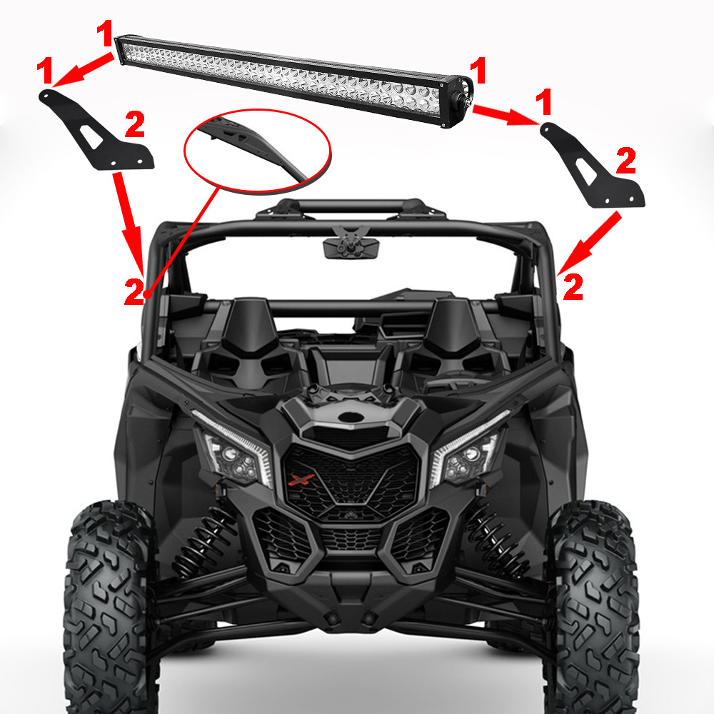 Fit Can-am Maverick X3 DS RS MAX Curved 52" LED Light Bar Upper Roof Brackets